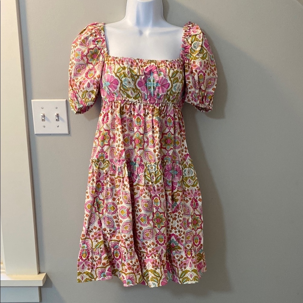 MISA Los Angeles Kayla babydoll dress in veranda flora, cotton poplin. Small